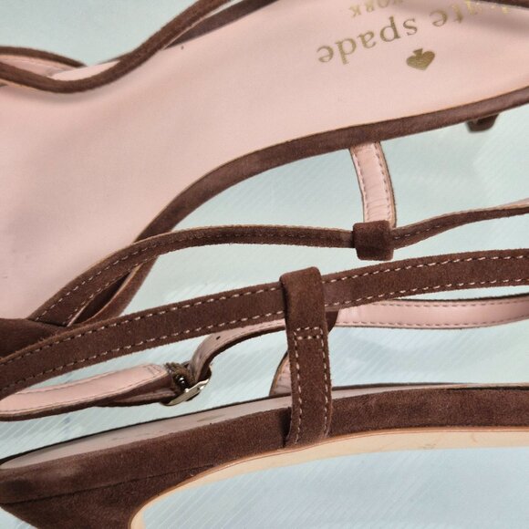 Kate Spade brown suede pointed toe low heel sandals with bow detail size 9B EUC - Picture 10 of 12